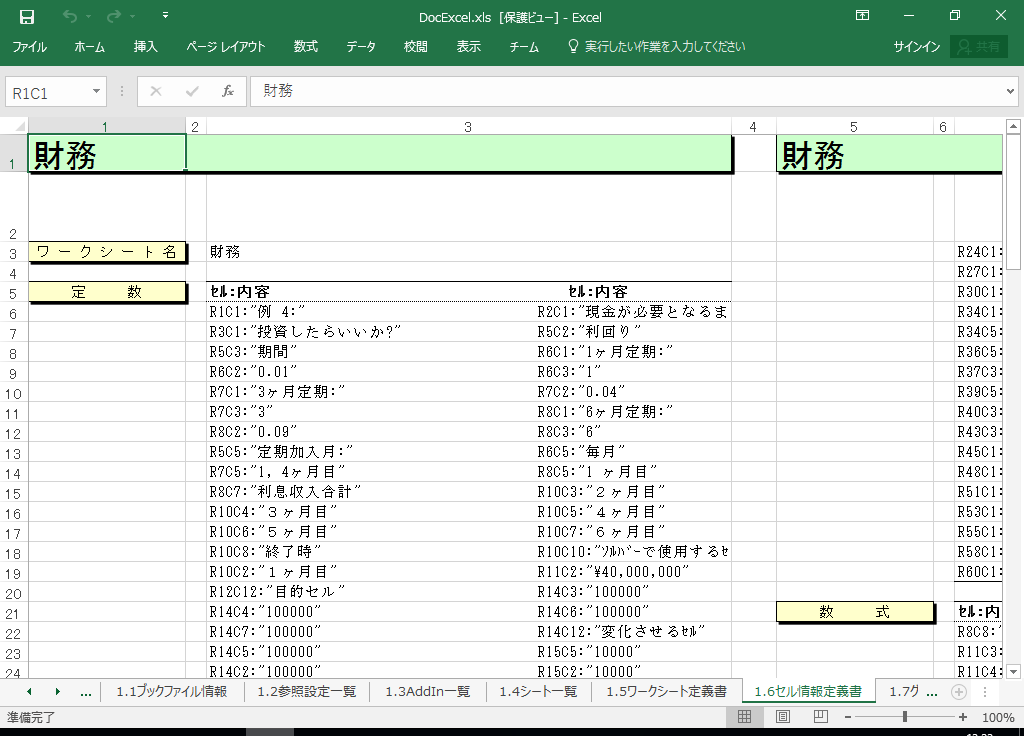 Excel2021 仕様書 作成 ツール【A HotDocument】(Excel2021対応 仕様書)
1.6 セル情報定義書