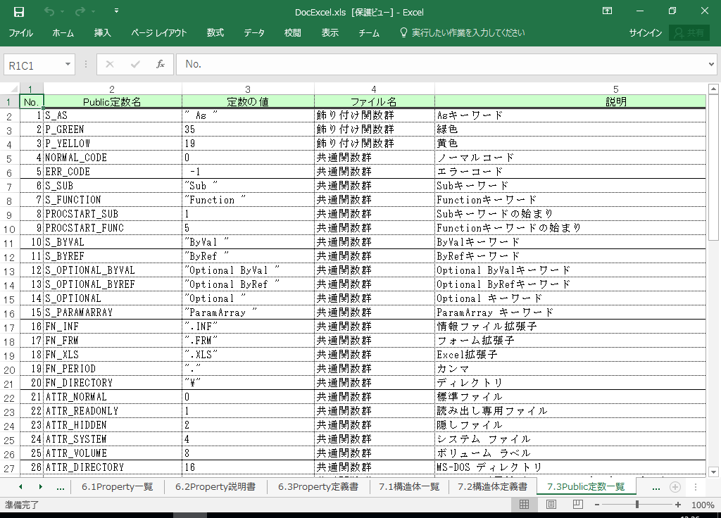 Excel2019 dl 쐬 c[yA HotDocumentz(Excel2019Ή dl)
7.3 Public萔ꗗ
