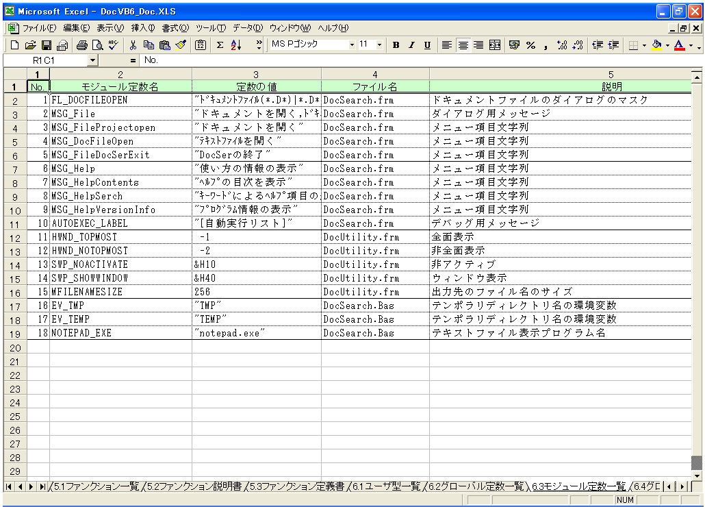 VB5.0 dl 쐬 c[yA HotDocumentz(VB5.0Ή dl)
6.3 W[萔ꗗ